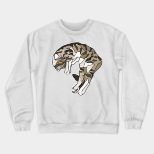 Tabby Cat Covering Face in Sleep Crewneck Sweatshirt